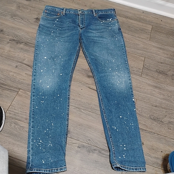 Levi's 512 38x31 Slim Tapered Manufactured Paint Splattered Jeans - Picture 14 of 16